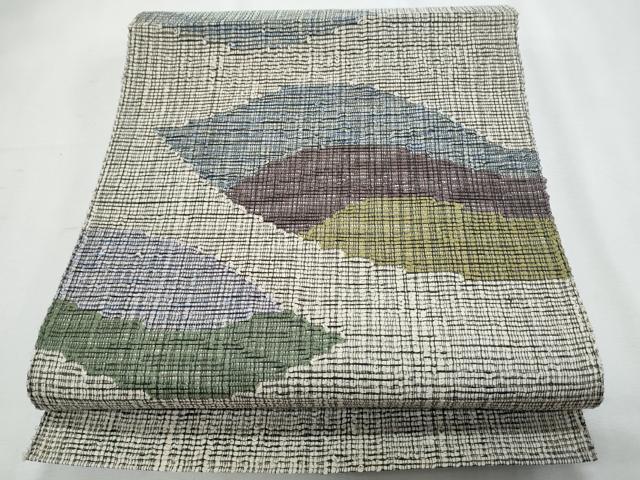 平和屋着物＊夏物　八寸名古屋帯　櫛織　抽象文様　正絹　逸品　CABI5916fb