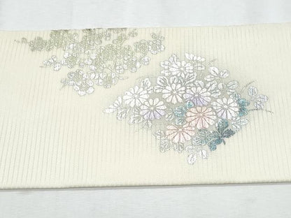 平和屋着物＊夏物　九寸名古屋帯　菱花文　金銀彩　正絹　逸品　CABI5918fb