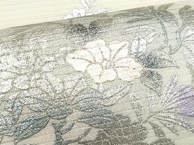 平和屋着物＊夏物　九寸名古屋帯　菱花文　金銀彩　正絹　逸品　CABI5918fb