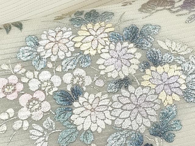 平和屋着物＊夏物　九寸名古屋帯　菱花文　金銀彩　正絹　逸品　CABI5918fb