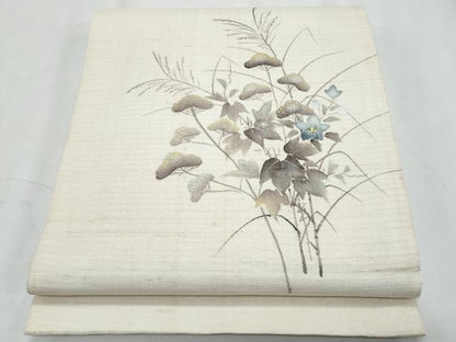 平和屋着物＊夏物　九寸名古屋帯　桔梗枝松文　正絹　逸品　CABI5923fb