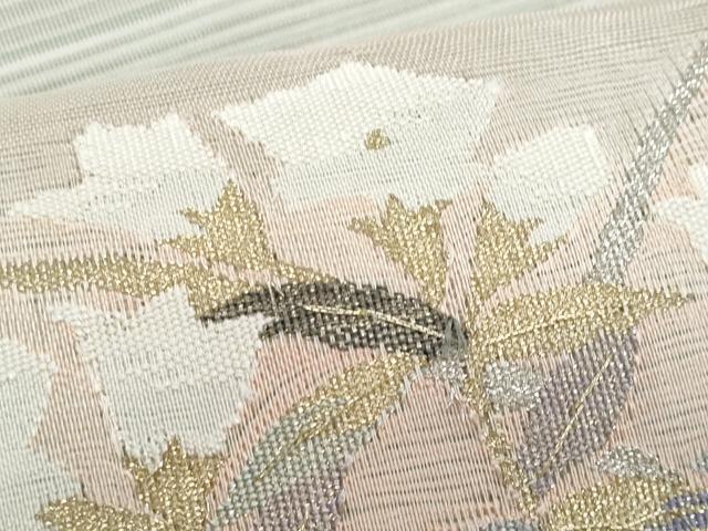 平和屋着物＊夏物　八寸名古屋帯　絽綴れ　枝椿　桔梗　金銀糸　正絹　逸品　CABI5925fb