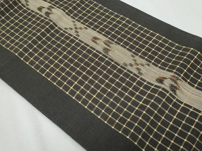 平和屋着物＊夏物　八寸名古屋帯　間道　自然布　逸品　CABI5926fb