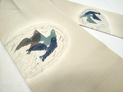平和屋着物＊夏物　塩瀬　九寸名古屋帯　手描き　飛鳥文　正絹　逸品　CABI5927fb