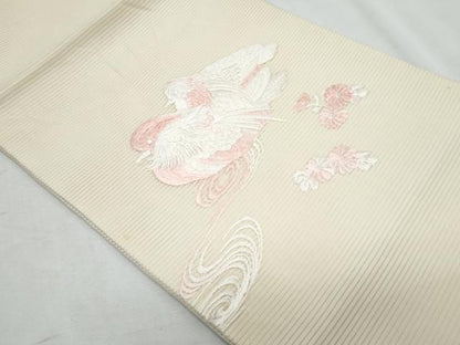 平和屋着物＊夏物　九寸開き名古屋帯　総刺繍　流水鴛鴦花文　正絹　逸品　CABI5928fb