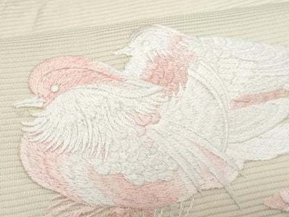 平和屋着物＊夏物　九寸開き名古屋帯　総刺繍　流水鴛鴦花文　正絹　逸品　CABI5928fb