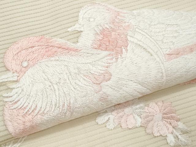 平和屋着物＊夏物　九寸開き名古屋帯　総刺繍　流水鴛鴦花文　正絹　逸品　CABI5928fb