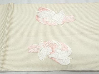 平和屋着物＊夏物　九寸開き名古屋帯　総刺繍　流水鴛鴦花文　正絹　逸品　CABI5928fb
