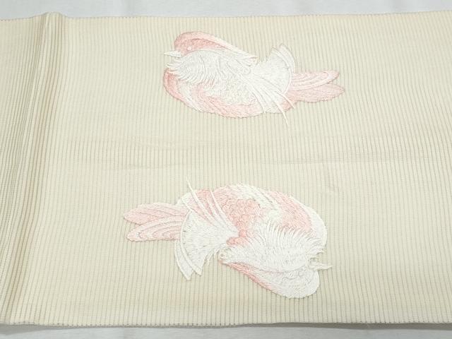 平和屋着物＊夏物　九寸開き名古屋帯　総刺繍　流水鴛鴦花文　正絹　逸品　CABI5928fb