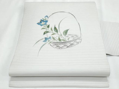 平和屋着物＊夏物　銀座　志ま亀　塩瀬　九寸名古屋帯　手描き　花籠文　金彩　たとう紙付き　正絹　逸品　CABI5952fb