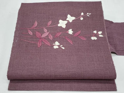 平和屋着物＊夏物　銀座　志ま亀　八寸名古屋帯　総刺繍　枝花文　たとう紙付き　正絹　逸品　CABI5954fb