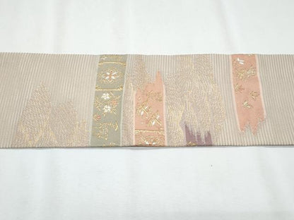 平和屋着物＊夏物　九寸名古屋帯　動物花文　金糸　正絹　逸品　CABI5960fb