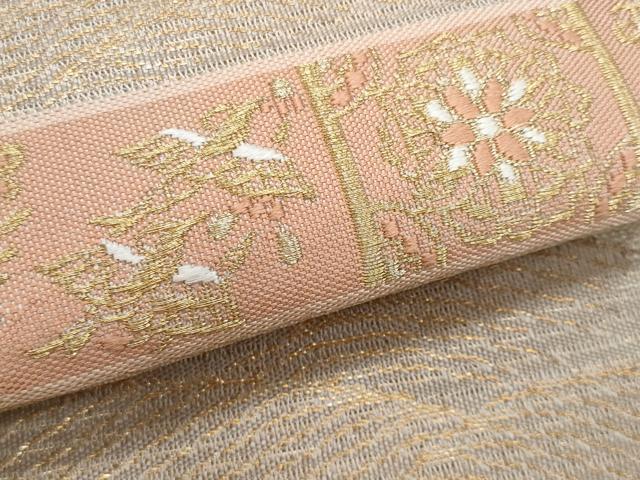 平和屋着物＊夏物　九寸名古屋帯　動物花文　金糸　正絹　逸品　CABI5960fb