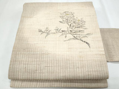 平和屋着物＊夏物　九寸名古屋帯　手描き　枝花文　正絹　逸品　CABI5962fb