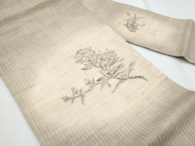 平和屋着物＊夏物　九寸名古屋帯　手描き　枝花文　正絹　逸品　CABI5962fb