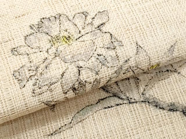 平和屋着物＊夏物　九寸名古屋帯　手描き　枝花文　正絹　逸品　CABI5962fb