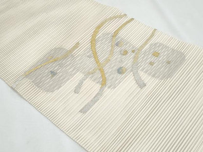 平和屋着物＊夏物　八寸名古屋帯　絽綴れ　抽象文様　金銀糸　正絹　逸品　CABI5963fb