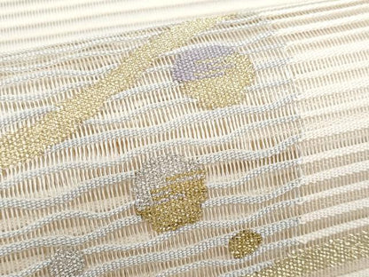 平和屋着物＊夏物　八寸名古屋帯　絽綴れ　抽象文様　金銀糸　正絹　逸品　CABI5963fb