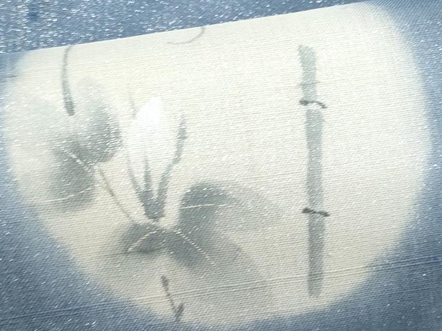平和屋着物＊夏物　九寸名古屋帯　手描き　花竹丸文　銀糸　正絹　逸品　CABI5966fb