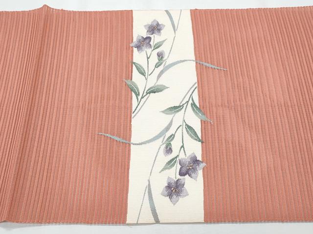 平和屋着物＊夏物　八寸名古屋帯　絽綴れ　枝花文　金銀糸　正絹　逸品　CABI5969fb