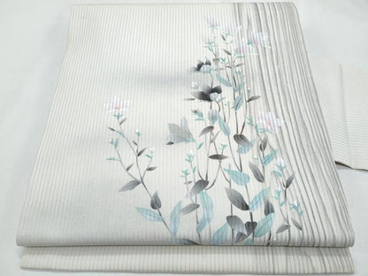 平和屋着物＊夏物　九寸名古屋帯　手描き　枝花文　正絹　逸品　CABI5970fb