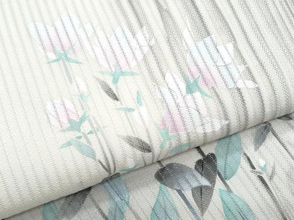 平和屋着物＊夏物　九寸名古屋帯　手描き　枝花文　正絹　逸品　CABI5970fb