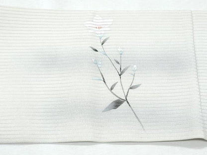 平和屋着物＊夏物　九寸名古屋帯　手描き　枝花文　正絹　逸品　CABI5970fb