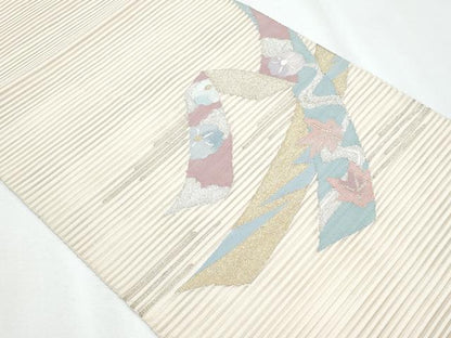 平和屋着物＊夏物　八寸名古屋帯　絽綴れ　熨斗花文　金銀糸　正絹　逸品　CABI5976fb