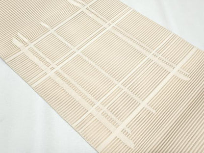 平和屋着物＊夏物　八寸名古屋帯　絽綴れ　格子柄　正絹　逸品　CABI5977fb