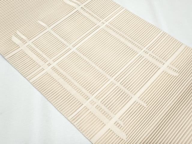 平和屋着物＊夏物　八寸名古屋帯　絽綴れ　格子柄　正絹　逸品　CABI5977fb