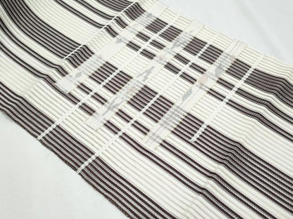 平和屋着物＊夏物　八寸名古屋帯　幾何学間道　金銀糸　正絹　逸品　CABI5980fb