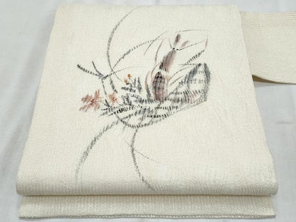平和屋着物＊夏物　九寸名古屋帯　手描き　海老　正絹　逸品　CABI5983fb