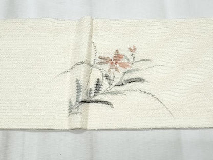 平和屋着物＊夏物　九寸名古屋帯　手描き　海老　正絹　逸品　CABI5983fb