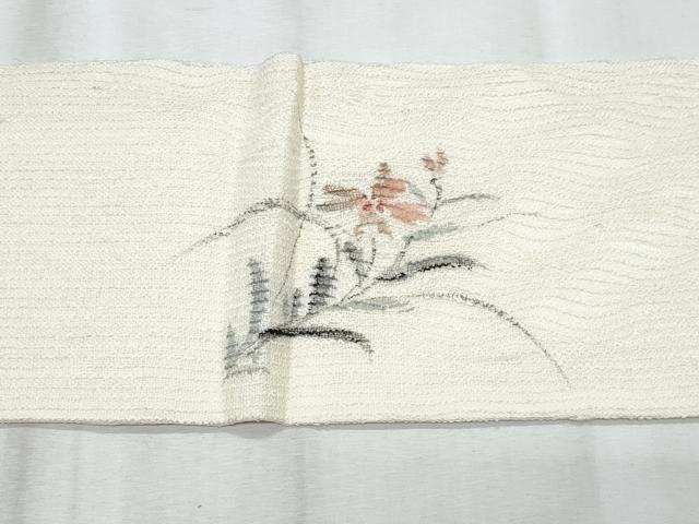 平和屋着物＊夏物　九寸名古屋帯　手描き　海老　正絹　逸品　CABI5983fb