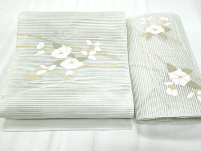 平和屋着物＊夏物　つけ帯　絽綴れ　枝椿　金銀糸　正絹　逸品　CABI5994fb