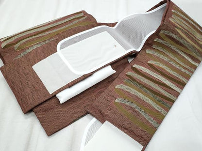 平和屋着物＊夏物　ワンタッチつけ帯　抽象文様　金糸　正絹　逸品　CABI5996fb