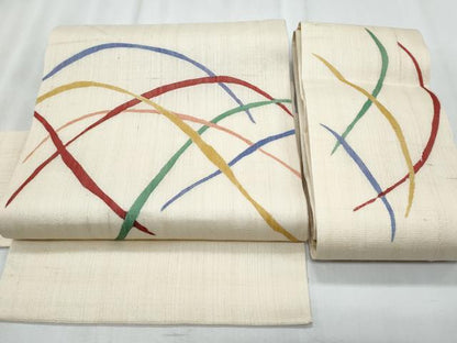 平和屋着物＊夏物　つけ帯　作家物　芝草文　正絹　逸品　CABI5998fb