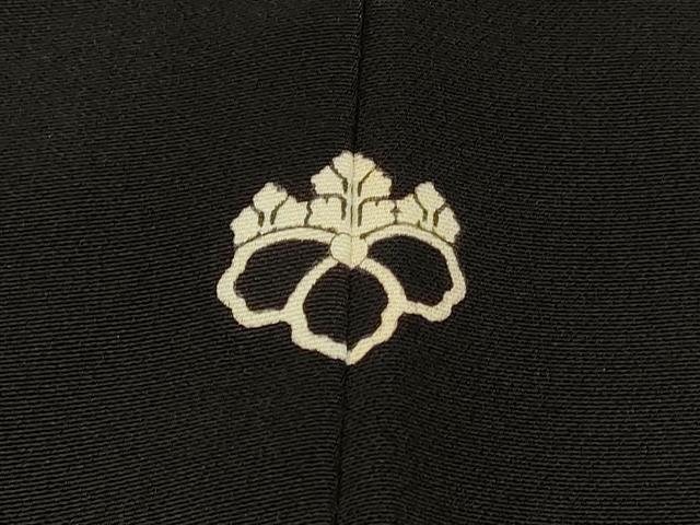 平和屋着物＃羽織　寿光織　雲取り草花文　黒地　銀糸　正絹　逸品　CABI6007in