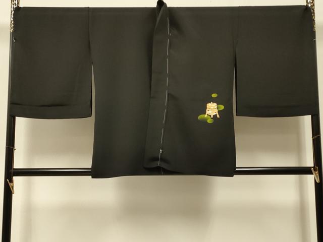 平和屋着物＃羽織　仮絵羽　貝桶吉祥花文　黒地　金彩　正絹　逸品　未使用　CABI6018in