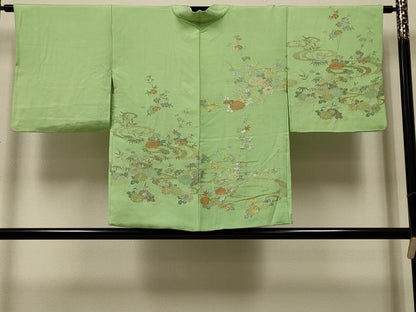 平和屋着物＃羽織　寿光織　流水草花文　金銀糸　正絹　逸品　CABI6020in
