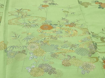 平和屋着物＃羽織　寿光織　流水草花文　金銀糸　正絹　逸品　CABI6020in