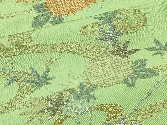 平和屋着物＃羽織　寿光織　流水草花文　金銀糸　正絹　逸品　CABI6020in