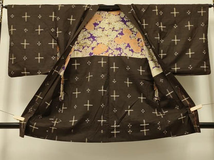 平和屋着物＃羽織　紬地　絣文様　正絹　逸品　CABI6021in