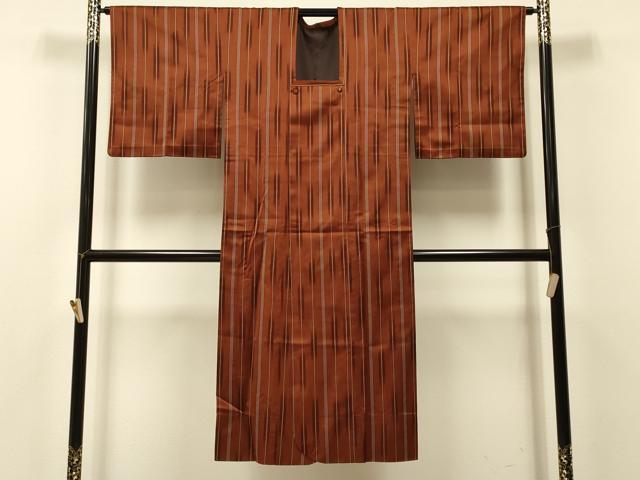平和屋着物＃道行コート　雨コート　単衣　間道　ロング丈　正絹　逸品　CABI6029in