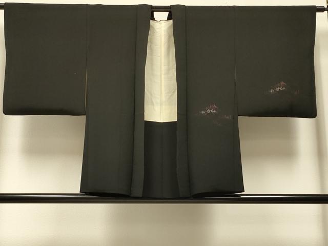 平和屋着物＃羽織　寿光織　樹林風景文　黒地　金銀糸　正絹　逸品　CABI6034in