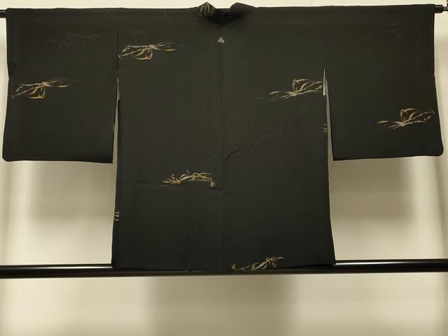 平和屋着物＃羽織　寿光織　草木文　黒地　金銀糸　正絹　逸品　CABI6035in