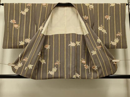 平和屋着物＃道行コート　草花間道　金彩　正絹　逸品　CABI6039in