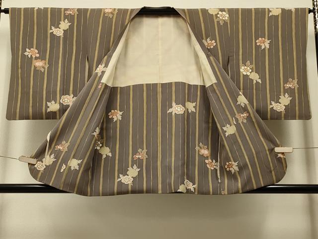 平和屋着物＃道行コート　草花間道　金彩　正絹　逸品　CABI6039in