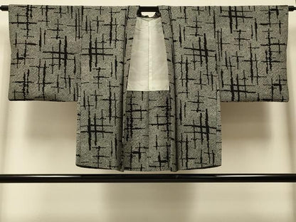 平和屋着物＃羽織　総絞り　絣文様　黒地　正絹　逸品　CABI6043in