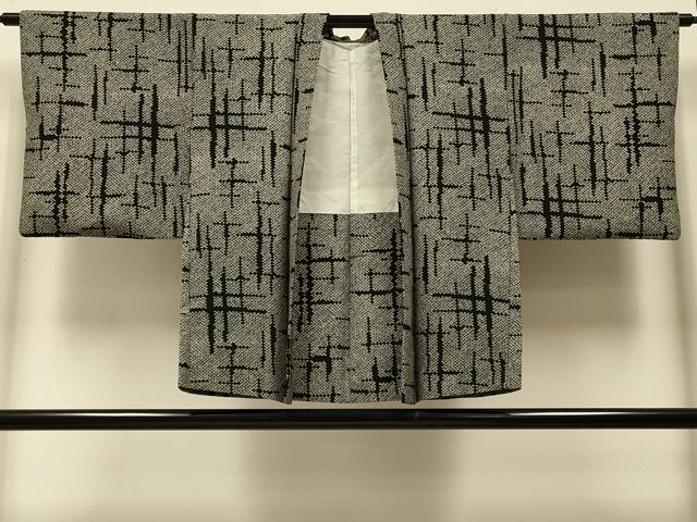 平和屋着物＃羽織　総絞り　絣文様　黒地　正絹　逸品　CABI6043in